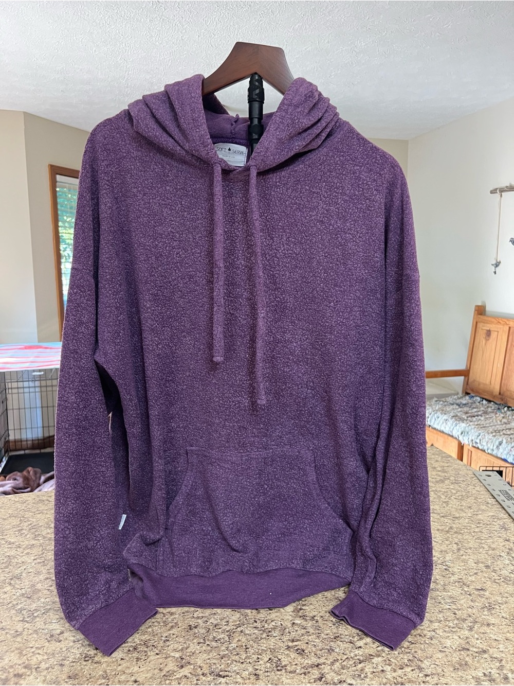 Soft Serve Plush Purple reverse fleece terry Hooded Pullover Sweatshirt hoodie